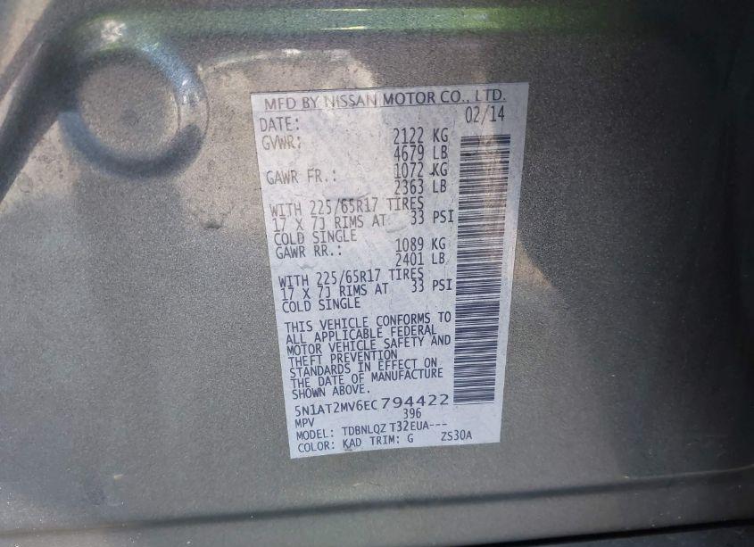 Photo 9 of 2014 Nissan Rogue SV (VIN 5N1AT2MV6EC794422)