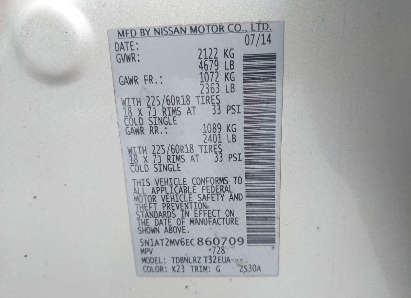 Photo 9 of 2014 Nissan Rogue SL (VIN 5N1AT2MV6EC860709)