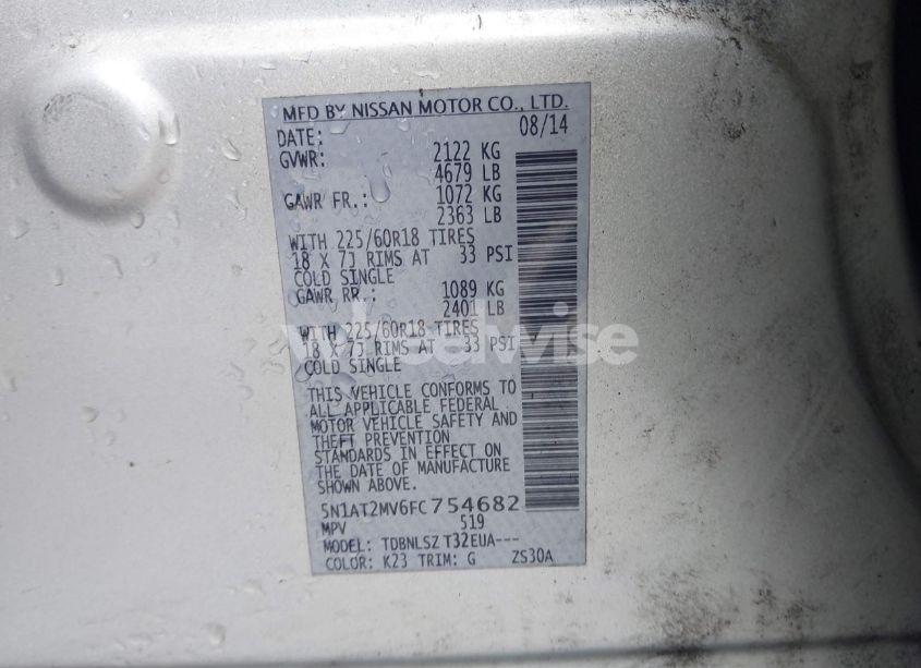 Photo 9 of 2015 Nissan Rogue SL (VIN 5N1AT2MV6FC754682)