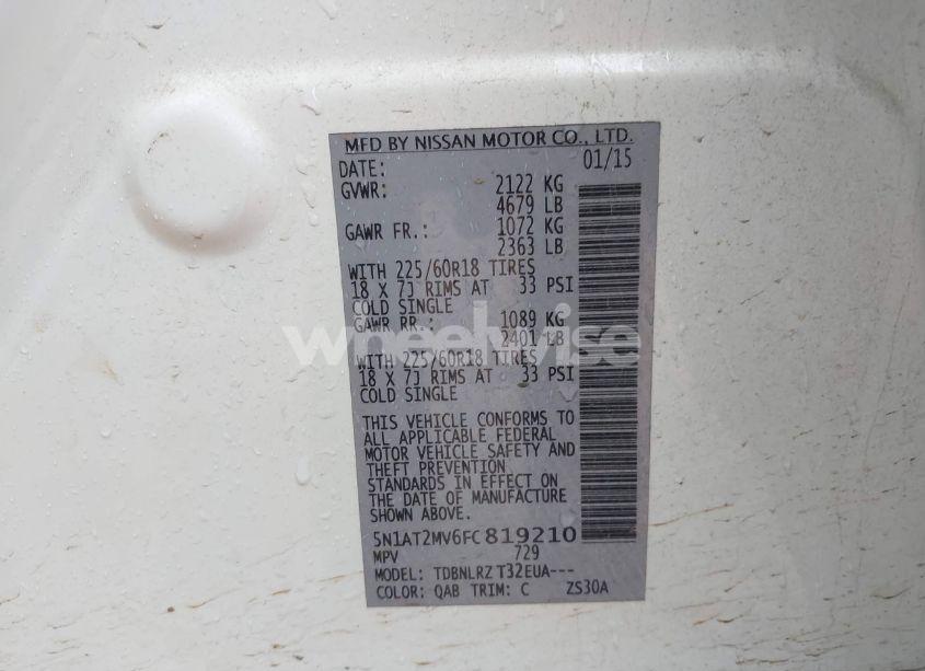 Photo 9 of 2015 Nissan Rogue SL (VIN 5N1AT2MV6FC819210)