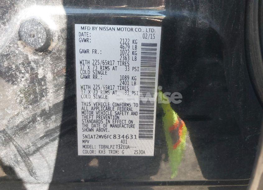 Photo 9 of 2015 Nissan Rogue S (VIN 5N1AT2MV6FC834631)