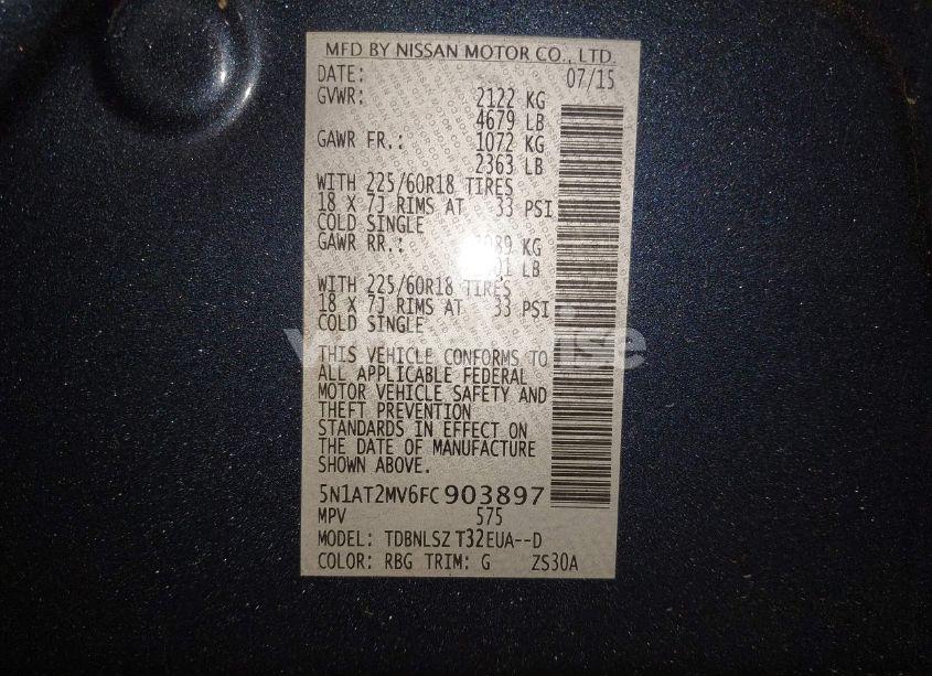 Photo 9 of 2015 Nissan Rogue SL (VIN 5N1AT2MV6FC903897)