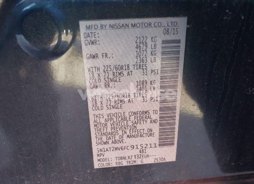 Photo 9 of 2015 Nissan Rogue SL (VIN 5N1AT2MV6FC915211)