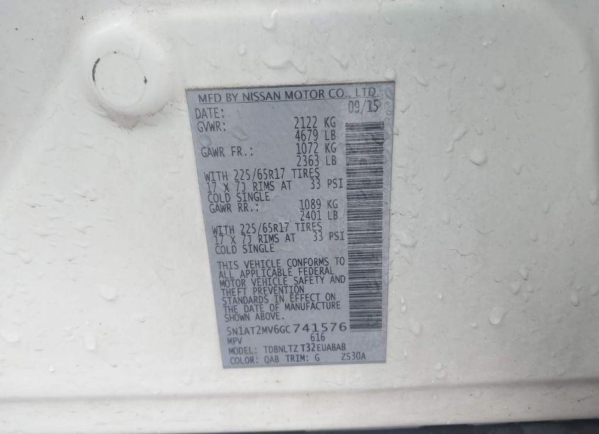 Photo 9 of 2016 Nissan Rogue SV (VIN 5N1AT2MV6GC741576)