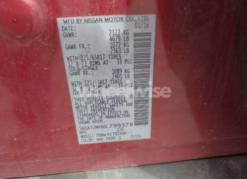 Photo 9 of 2016 Nissan Rogue S/SL/SV (VIN 5N1AT2MV6GC799378)