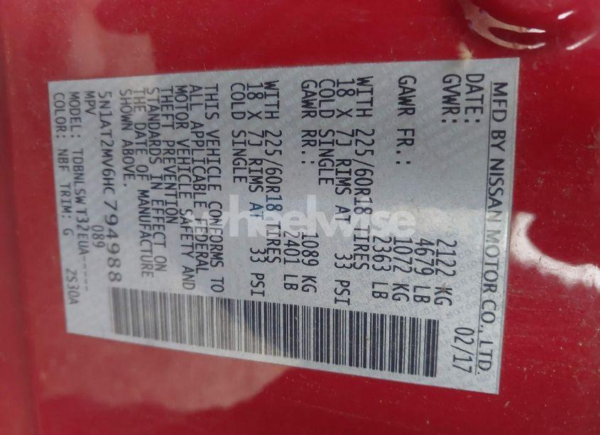 Photo 9 of 2017 Nissan Rogue SL (VIN 5N1AT2MV6HC794988)