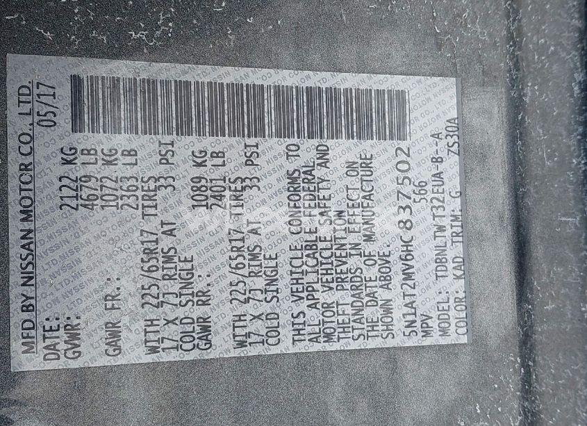 Photo 9 of 2017 Nissan Rogue SV (VIN 5N1AT2MV6HC837502)