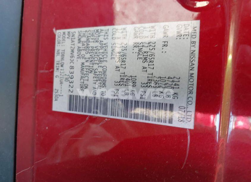 Photo 9 of 2018 Nissan Rogue SV (VIN 5N1AT2MV6JC839322)