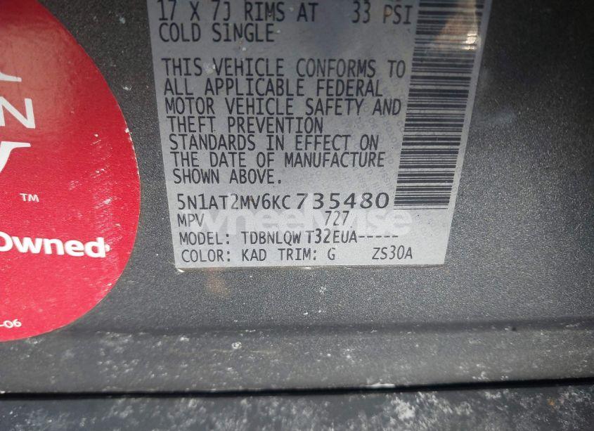 Photo 9 of 2019 Nissan Rogue SV (VIN 5N1AT2MV6KC735480)