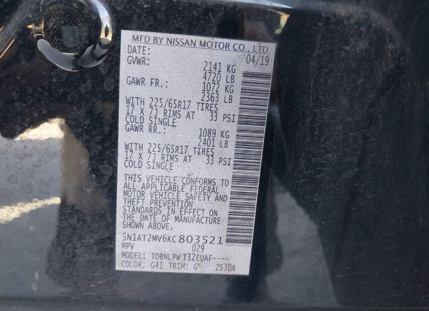 Photo 9 of 2019 Nissan Rogue S (VIN 5N1AT2MV6KC803521)