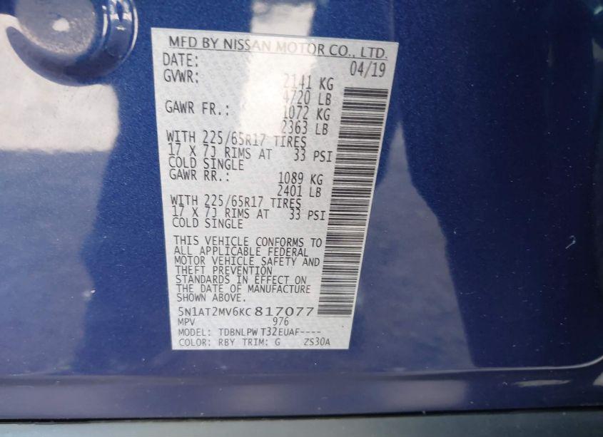 Photo 9 of 2019 Nissan Rogue S (VIN 5N1AT2MV6KC817077)