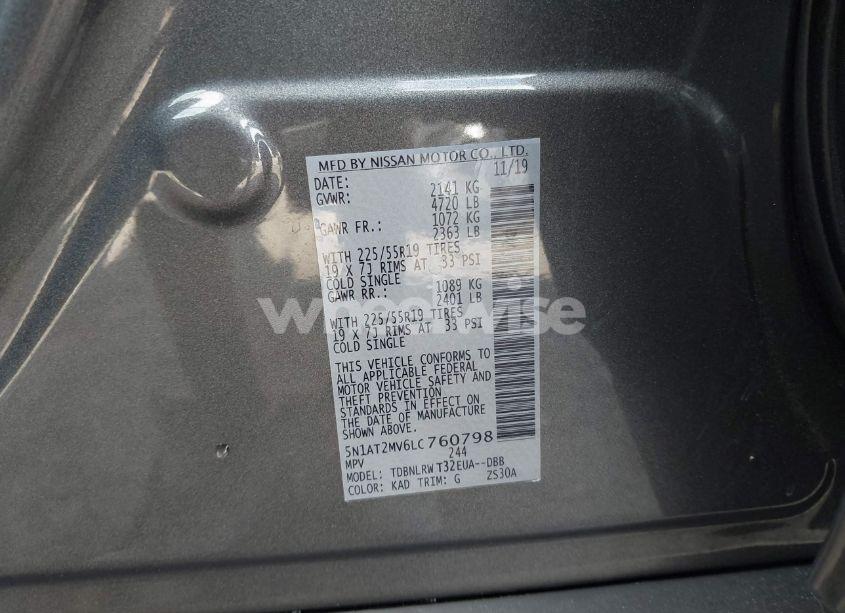 Photo 9 of 2020 Nissan Rogue SL INTELLIGENT AWD (VIN 5N1AT2MV6LC760798)