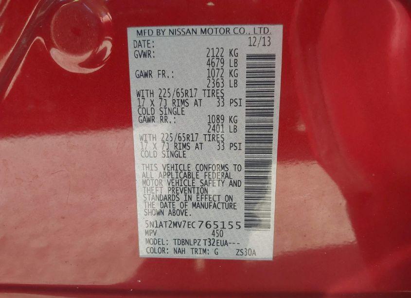 Photo 9 of 2014 Nissan Rogue S (VIN 5N1AT2MV7EC765155)