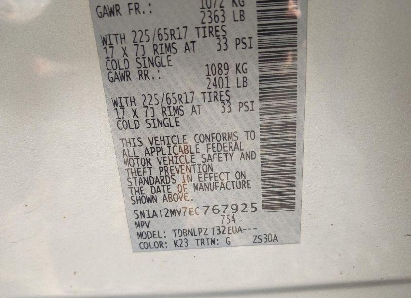 Photo 9 of 2014 Nissan Rogue S (VIN 5N1AT2MV7EC767925)