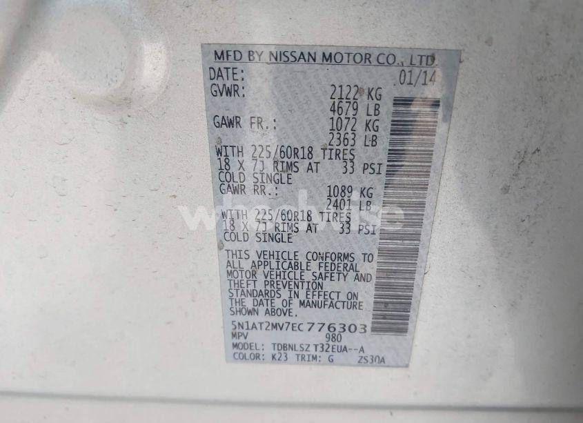 Photo 9 of 2014 Nissan Rogue SL (VIN 5N1AT2MV7EC776303)