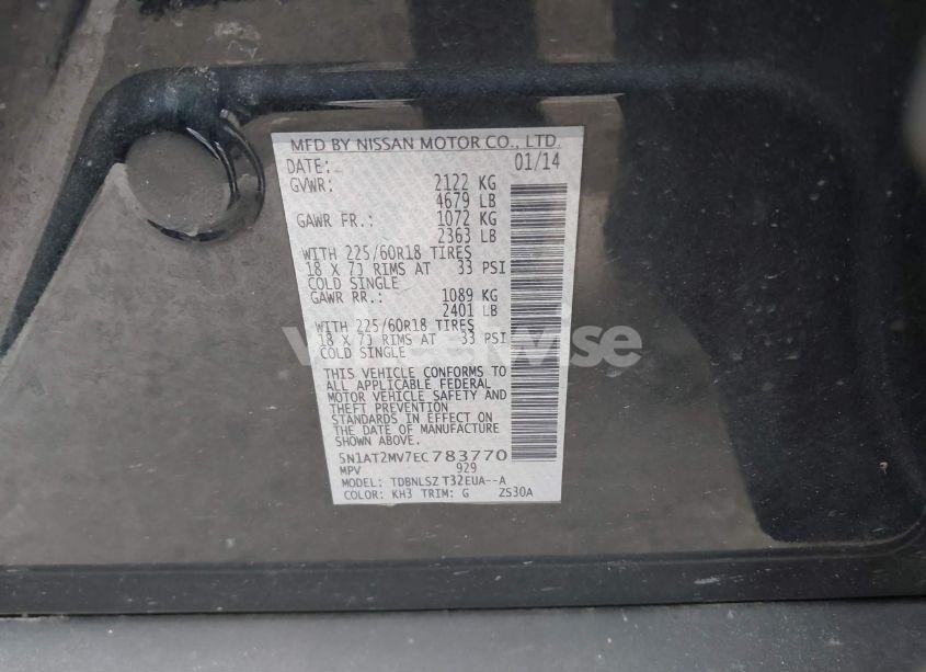 Photo 9 of 2014 Nissan Rogue SL (VIN 5N1AT2MV7EC783770)