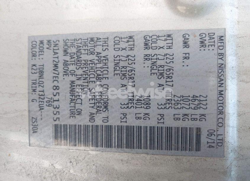 Photo 9 of 2014 Nissan Rogue SV (VIN 5N1AT2MV7EC851355)