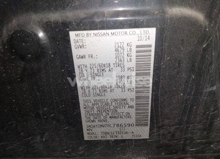 Photo 9 of 2015 Nissan Rogue SL (VIN 5N1AT2MV7FC786590)