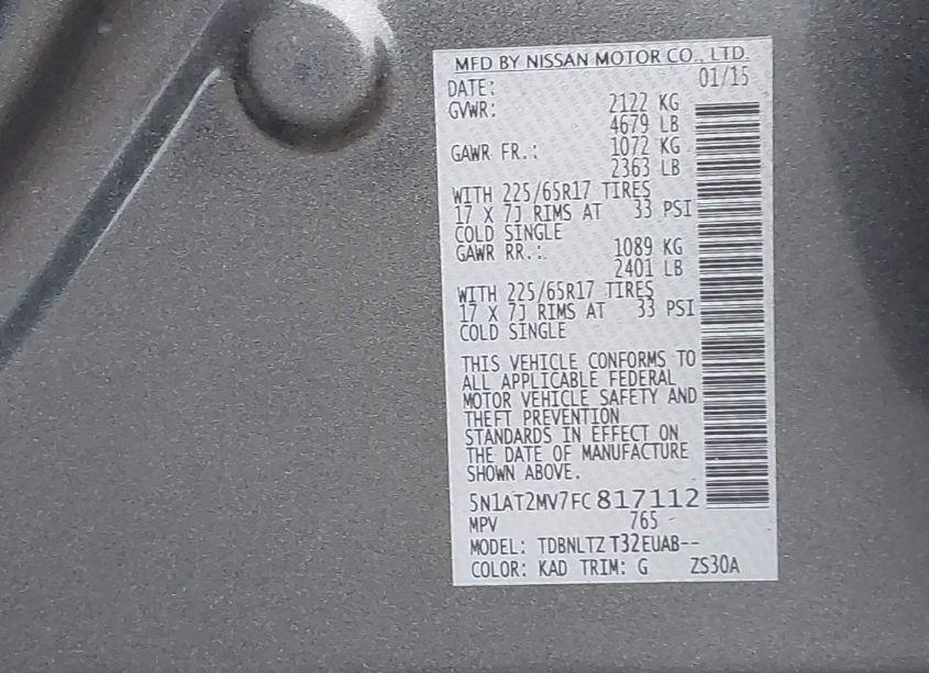 Photo 9 of 2015 Nissan Rogue SV (VIN 5N1AT2MV7FC817112)