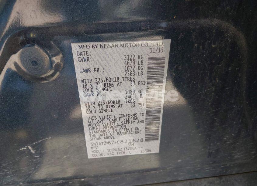 Photo 9 of 2015 Nissan Rogue SL (VIN 5N1AT2MV7FC821628)