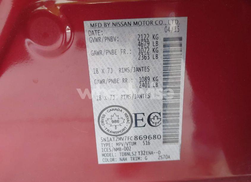 Photo 9 of 2015 Nissan Rogue S/SL/SV (VIN 5N1AT2MV7FC869680)