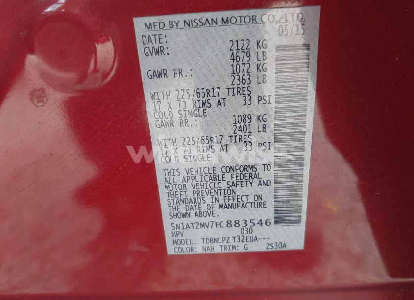 Photo 9 of 2015 Nissan Rogue S/SL/SV (VIN 5N1AT2MV7FC883546)