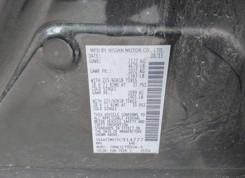 Photo 9 of 2015 Nissan Rogue SL (VIN 5N1AT2MV7FC914777)