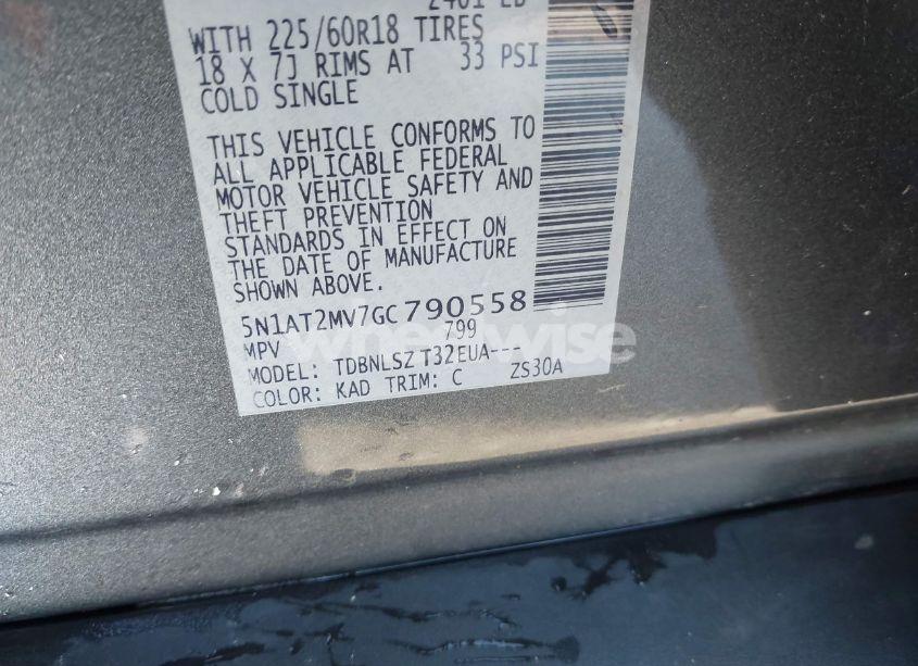 Photo 9 of 2016 Nissan Rogue SL (VIN 5N1AT2MV7GC790558)