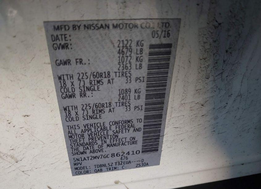 Photo 9 of 2016 Nissan Rogue SL (VIN 5N1AT2MV7GC862410)