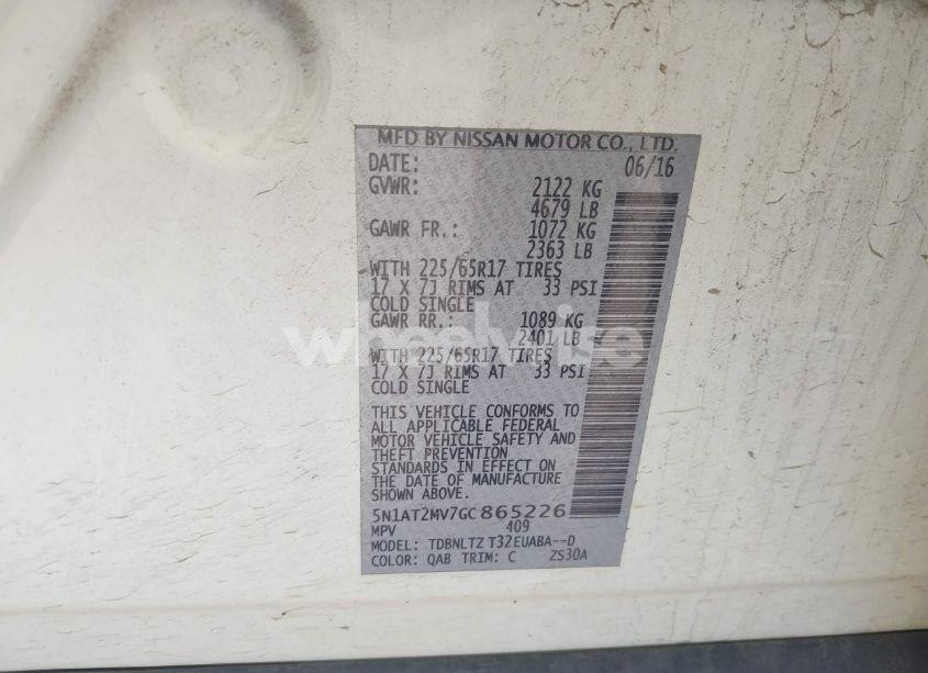 Photo 9 of 2016 Nissan Rogue SV (VIN 5N1AT2MV7GC865226)