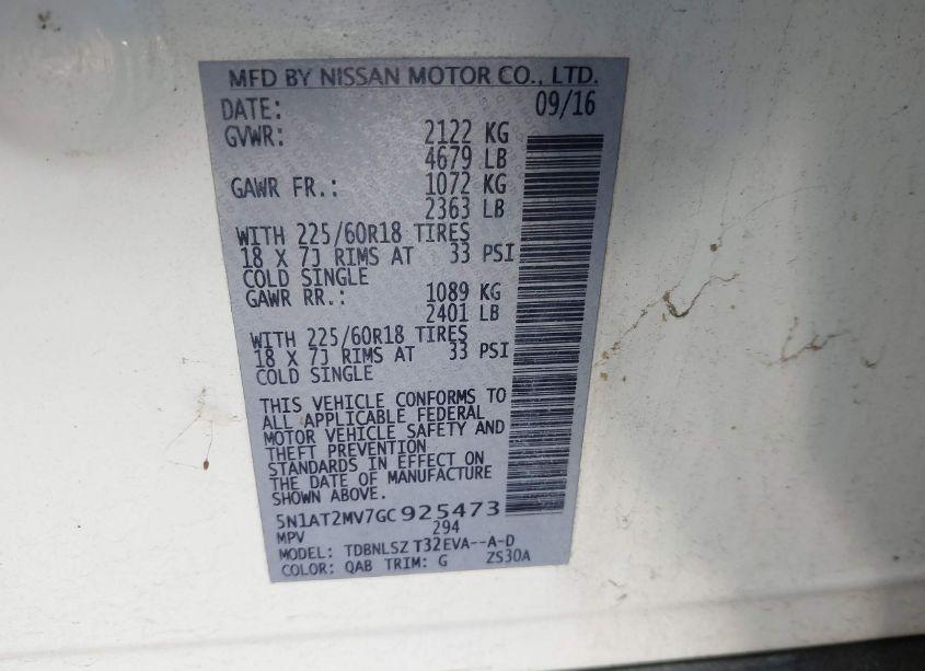 Photo 9 of 2016 Nissan Rogue SL (VIN 5N1AT2MV7GC925473)