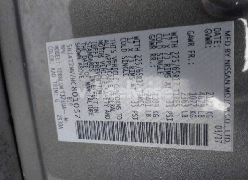 Photo 9 of 2017 Nissan Rogue SV (VIN 5N1AT2MV7HC801057)