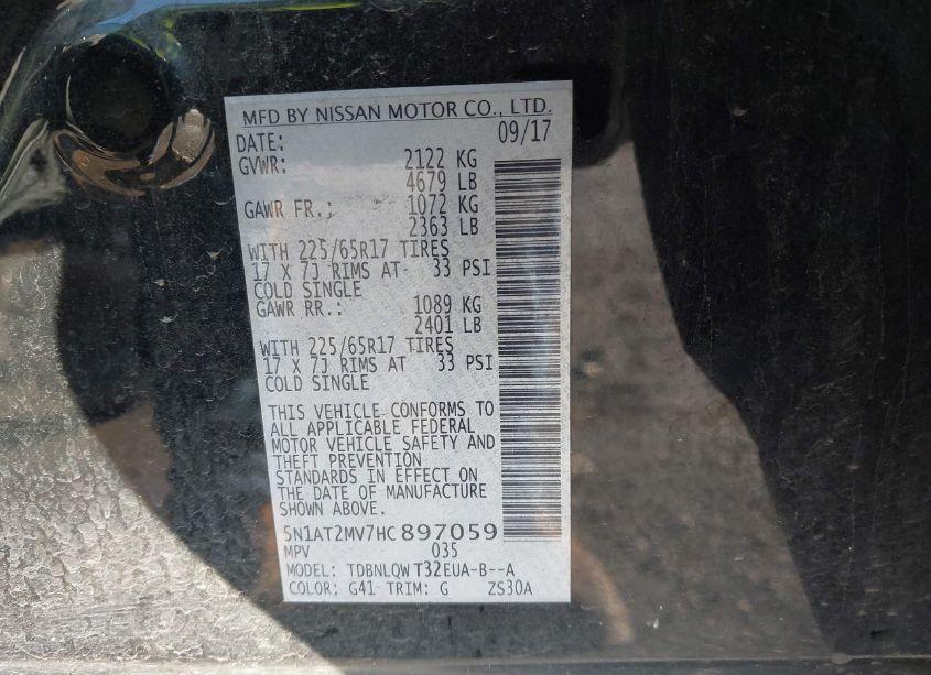 Photo 9 of 2017 Nissan Rogue SV (VIN 5N1AT2MV7HC897059)