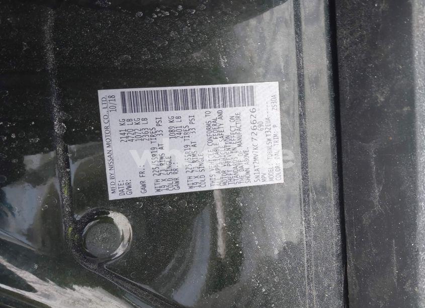 Photo 9 of 2019 Nissan Rogue SL (VIN 5N1AT2MV7KC726626)