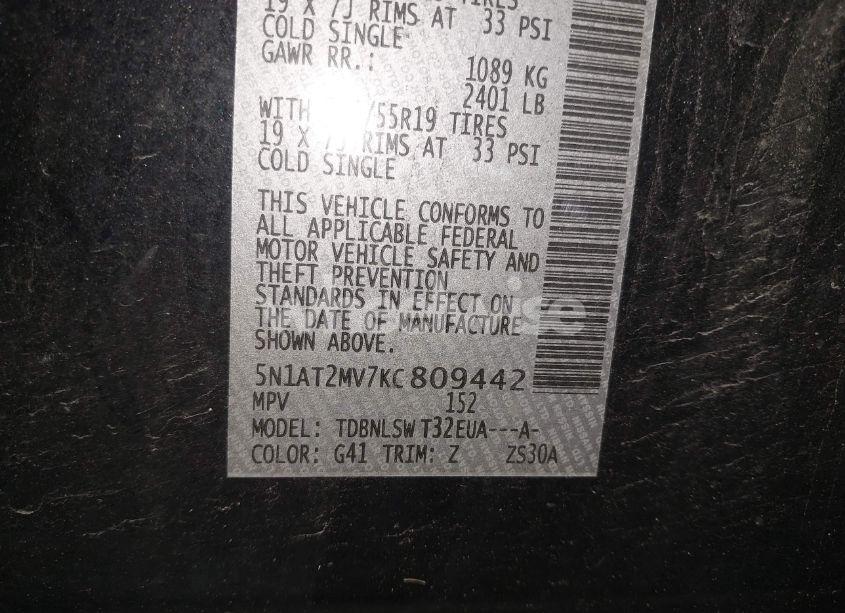 Photo 9 of 2019 Nissan Rogue SL (VIN 5N1AT2MV7KC809442)