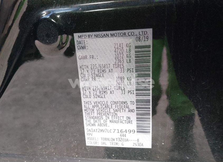 Photo 9 of 2020 Nissan Rogue SV INTELLIGENT AWD (VIN 5N1AT2MV7LC716499)