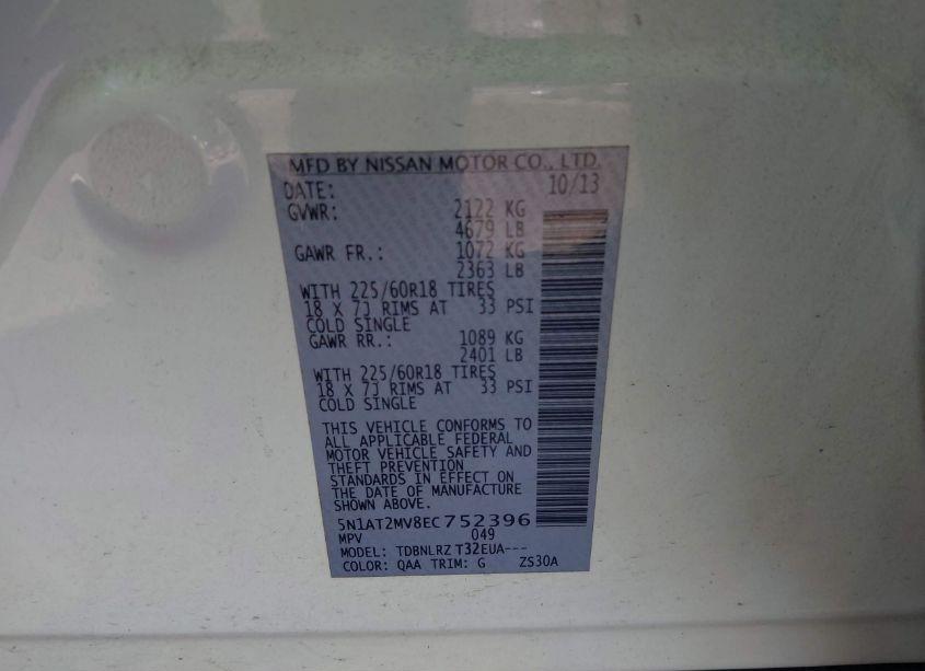 Photo 9 of 2014 Nissan Rogue SL (VIN 5N1AT2MV8EC752396)