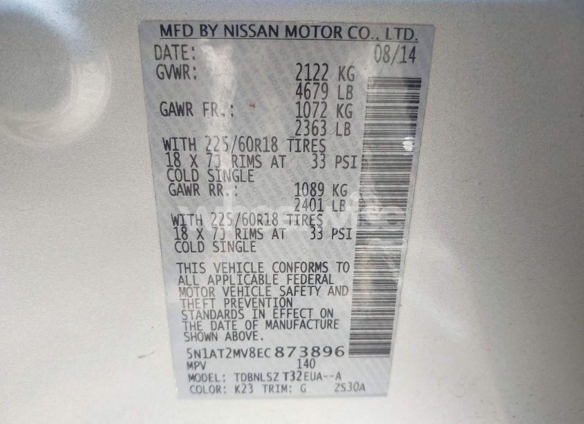 Photo 9 of 2014 Nissan Rogue SL (VIN 5N1AT2MV8EC873896)