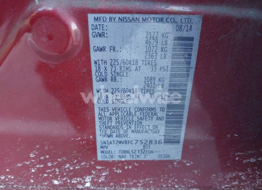 Photo 9 of 2015 Nissan Rogue SL (VIN 5N1AT2MV8FC752836)