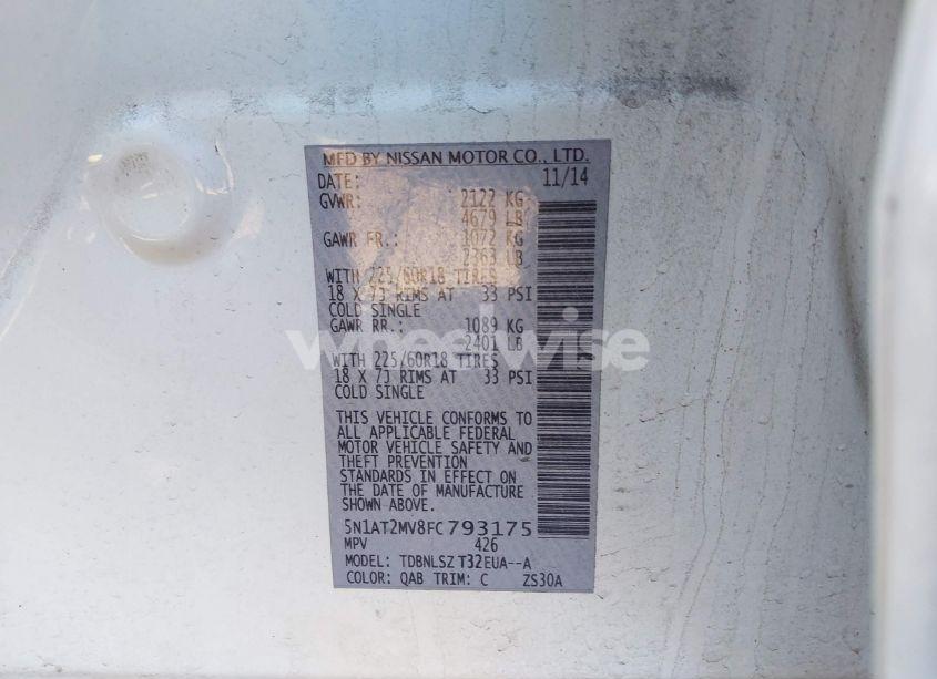 Photo 9 of 2015 Nissan Rogue SL (VIN 5N1AT2MV8FC793175)