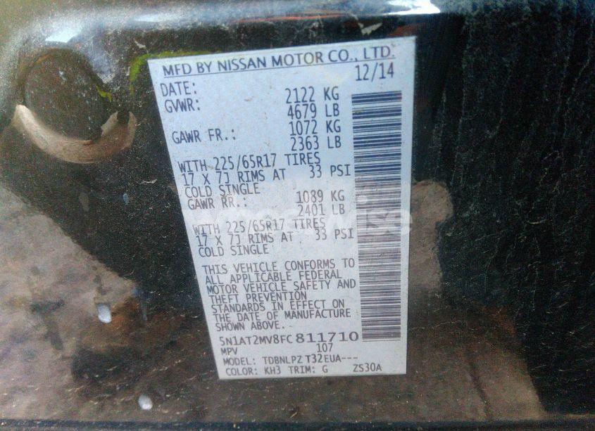 Photo 9 of 2015 Nissan Rogue S (VIN 5N1AT2MV8FC811710)