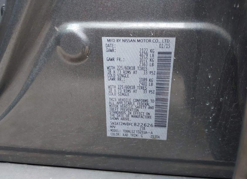 Photo 9 of 2015 Nissan Rogue SL (VIN 5N1AT2MV8FC822626)