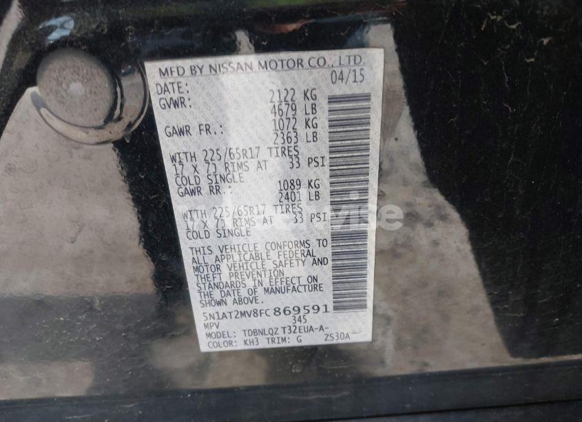 Photo 9 of 2015 Nissan Rogue SV (VIN 5N1AT2MV8FC869591)