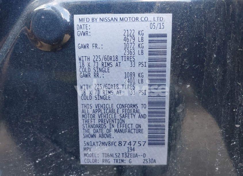 Photo 9 of 2015 Nissan Rogue S/SL/SV (VIN 5N1AT2MV8FC874757)