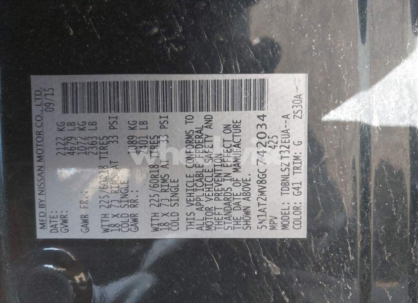 Photo 9 of 2016 Nissan Rogue SL (VIN 5N1AT2MV8GC742034)