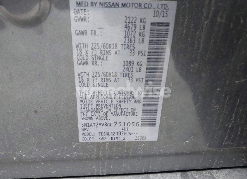 Photo 9 of 2016 Nissan Rogue SL (VIN 5N1AT2MV8GC751056)