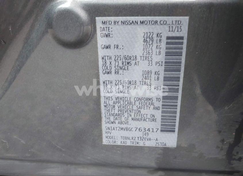 Photo 9 of 2016 Nissan Rogue SL (VIN 5N1AT2MV8GC763417)