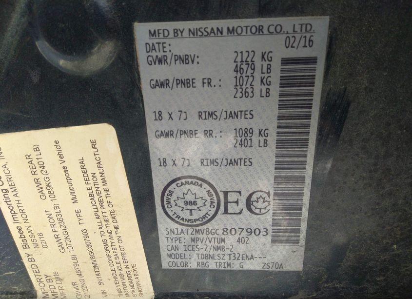 Photo 9 of 2016 Nissan Rogue S/SL/SV (VIN 5N1AT2MV8GC807903)