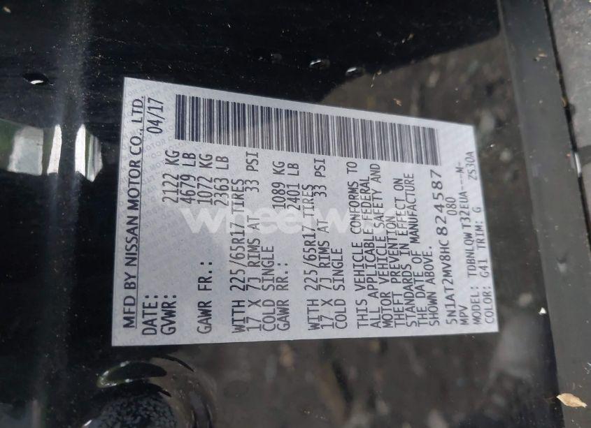 Photo 9 of 2017 Nissan Rogue SV (VIN 5N1AT2MV8HC824587)