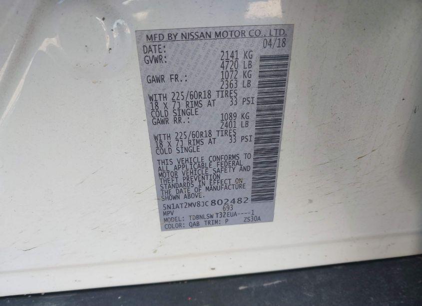 Photo 9 of 2018 Nissan Rogue SL (VIN 5N1AT2MV8JC802482)